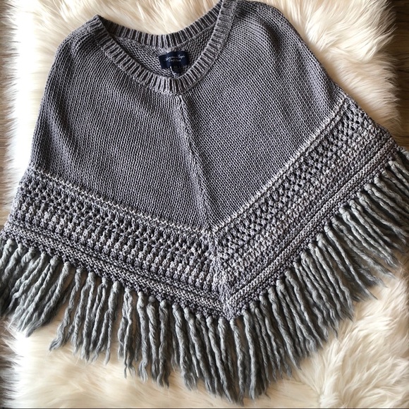 American Eagle Outfitters Sweaters - American Eagle Outfitters Boho Western Gray Poncho
